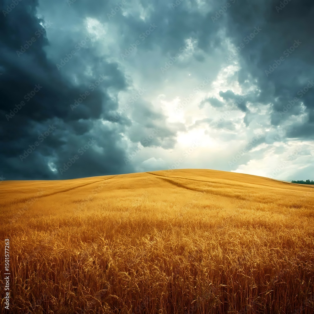 Obraz premium Golden Wheat Field Storm Clouds.