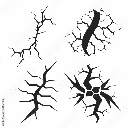 Abstract crack set ground texture design elements
