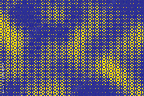 abstract triangle halftone background. triangle vector abstract geometric background. Halftone triangular retro 80s pattern. Minimal style retro dynamic wallpaper.