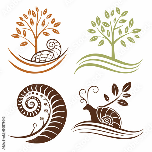 Snail shell tree nature spring summer autumn design