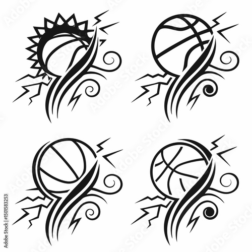 Tribal basketball designs sport tattoo art graphics