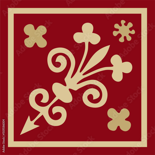 Vector gold and red ancient Roman ornament elements. Classic European parts of patterns. Lili and Krovns
