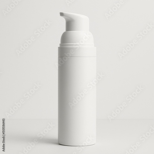 Tall airless pump dispenser on white