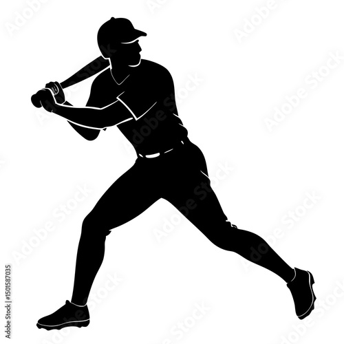 Baseball Player Silhouette Batting Action Pose