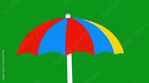 Beach Umbrella Pop-Up Animation on Green Screen