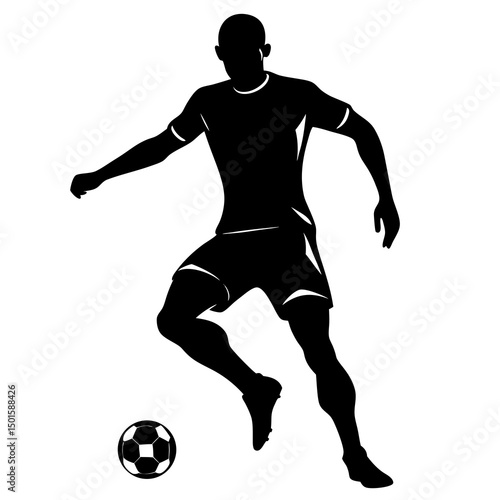 Silhouette of a Soccer Player Kicking a Ball