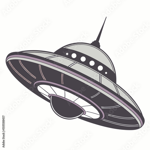 Retro futuristic flying saucer spacecraft design