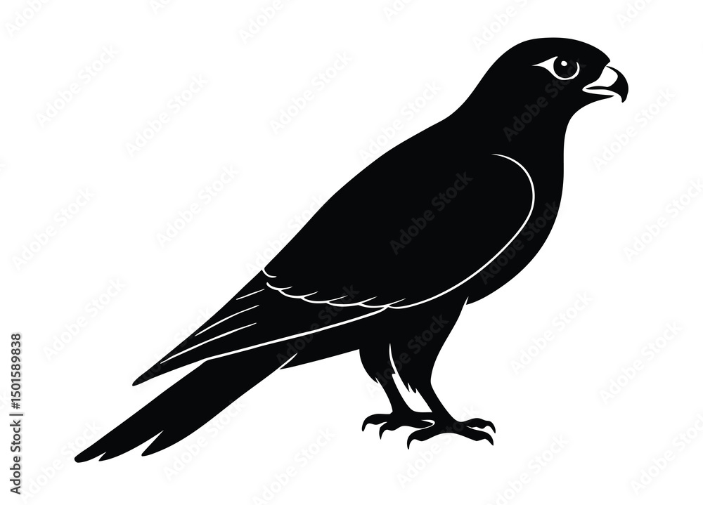 Fototapeta premium Falcon Silhouette Vector Illustration of Flying Bird for Logos Tattoos and Wildlife Designs