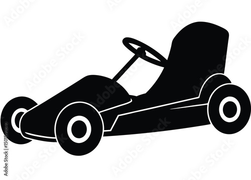 go kart car silhouette vector, racing go kart icon illustration.
