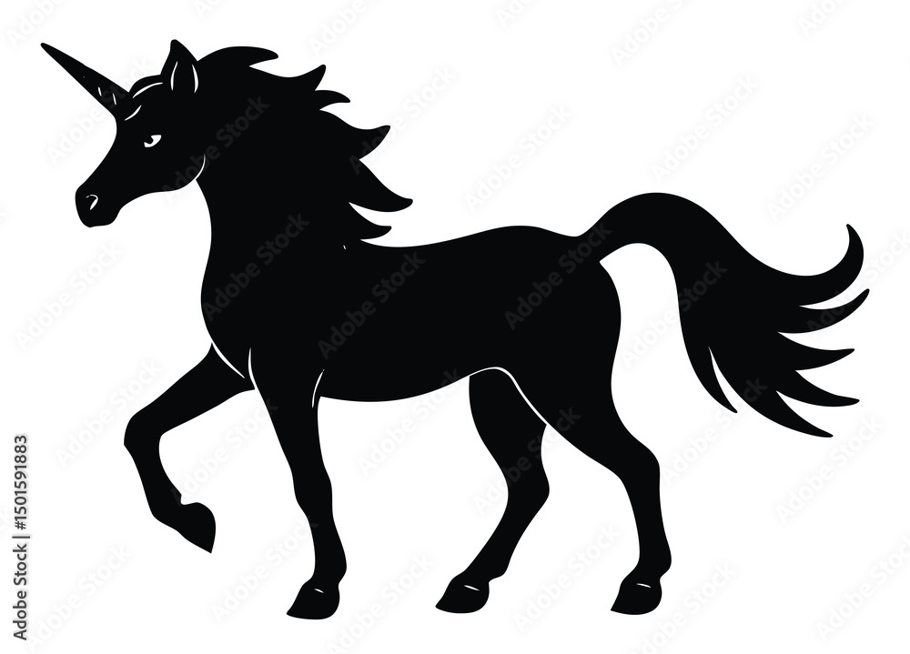 Obraz premium unicorn silhouette vector, clipart unicorn silhouettes illustration.