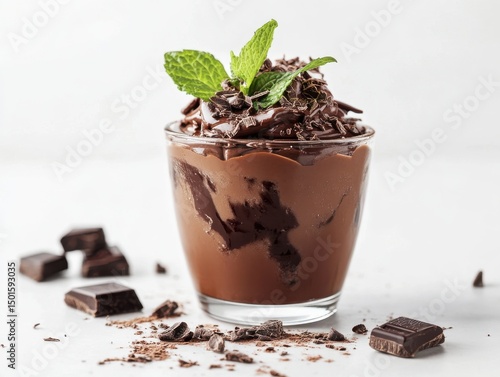 Wallpaper Mural Delicious chocolate mousse dessert in glass isolated on white background Torontodigital.ca