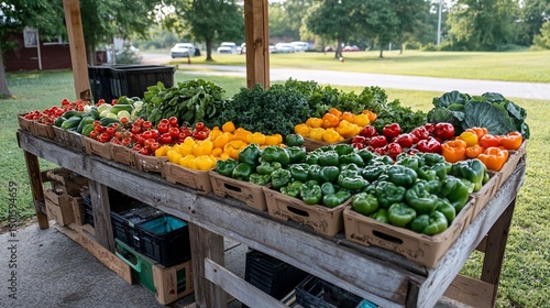 Vibrant Farm Stand Produce Display: Fresh Vegetables for Sale