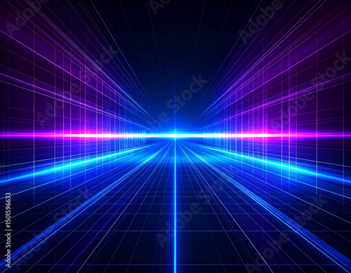 Wallpaper Mural Abstract glowing lines converging to a central vanishing point Torontodigital.ca