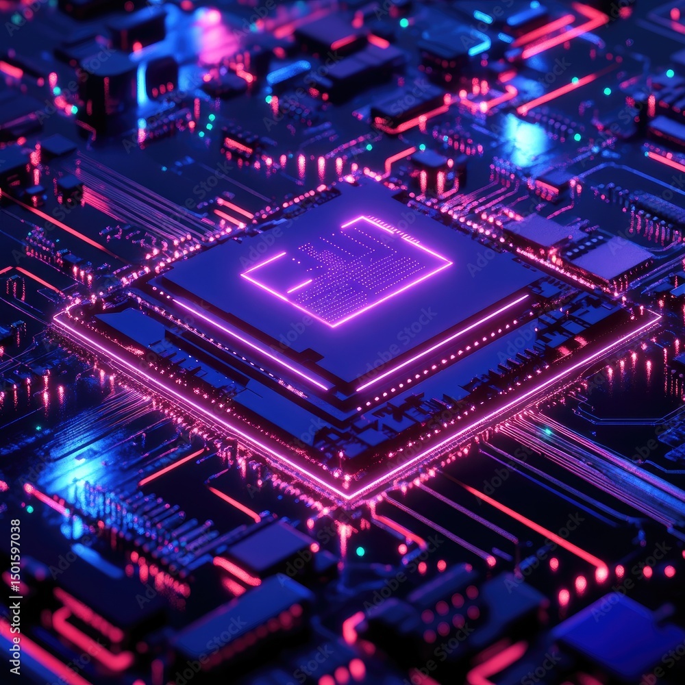 Fototapeta premium Advanced computer processor on circuit board