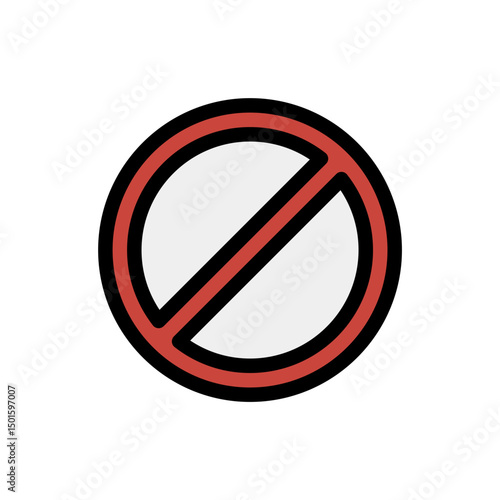 Ban Sign vector illustration, Prohibited circle sign, Ban icon isolated, Prohibition red icon, Red circle with cross line symbol. Caution frame symbol. Forbidden stop sign, Red cross symbol isolated.