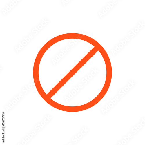 Ban Sign vector illustration, Prohibited circle sign, Ban icon isolated, Prohibition red icon, Red circle with cross line symbol. Caution frame symbol. Forbidden stop sign, Red cross symbol isolated.