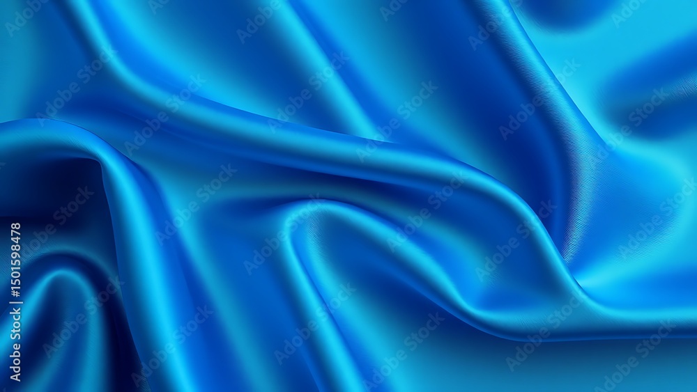 Obraz premium Deep Ocean Blue Satin with Ripple Light Effect – 4K High Detail Fabric Texture