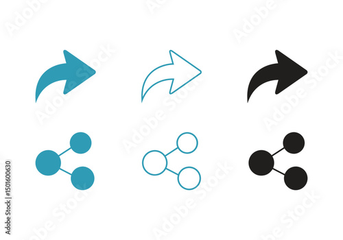 Set of share vector icon. Arrow symbol. button connection illustration 
sign collection. Share Link Button for Social Media Line and Silhouette Icon. Arrows Symbol Share Link for Web Site Outline Ico