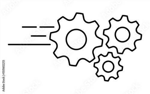 Gear setting icon, containing Cog wheel isolated on transparent background, icon for app or web site, gear PNG