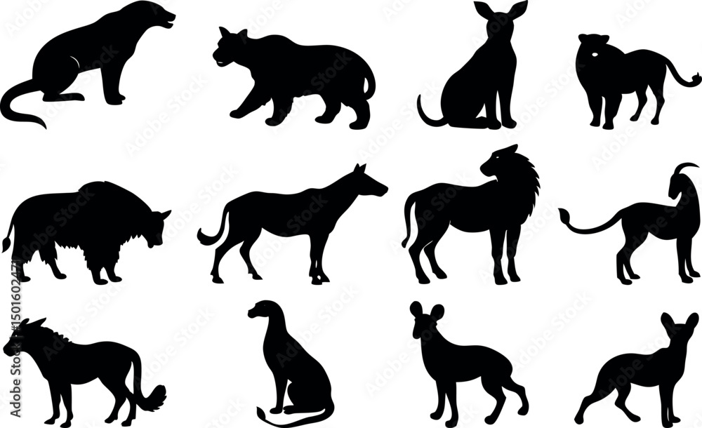Naklejka premium silhouette Animals vector illustration element set.