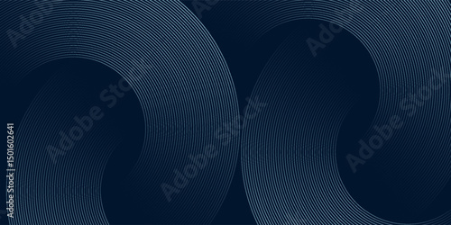 Blue abstract background with glowing circles. Swirl circular lines pattern. Geometric spiral. Twirl element. Modern graphic design. Futuristic technology concept.