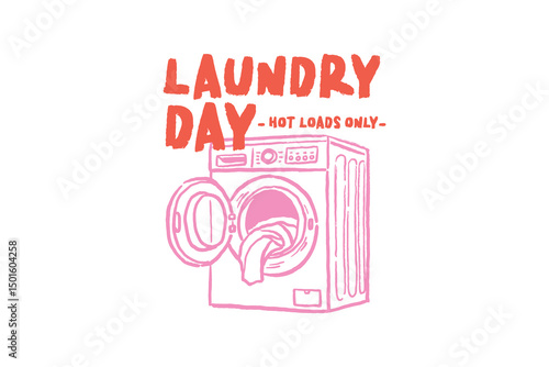 Laundry Day Trendy Hand Drawn Sublimation Design