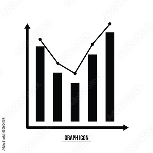 Graph vector. Business chart. Financial rise up. Increase profit. Economic graphic growth arrow rising. Chart icon in black and white background in eps 10.