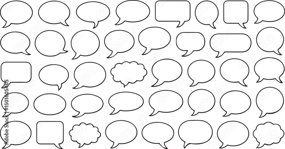 Fototapeta premium Modern outline icon set of talk and speech bubbles for use in UI design messaging apps and chat themed graphics with editable vector strokes