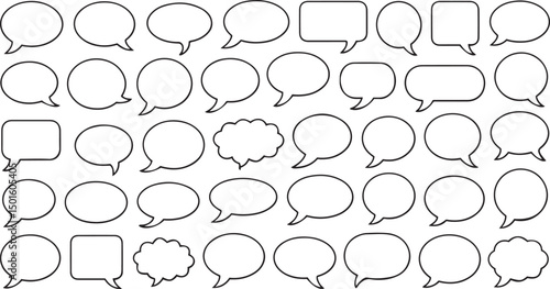 Modern outline icon set of talk and speech bubbles for use in UI design messaging apps and chat themed graphics with editable vector strokes
