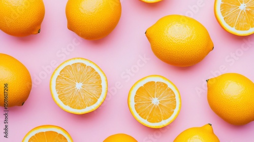 Wallpaper Mural Vibrant Citrus Pattern: Juicy Lemons on Pink Torontodigital.ca