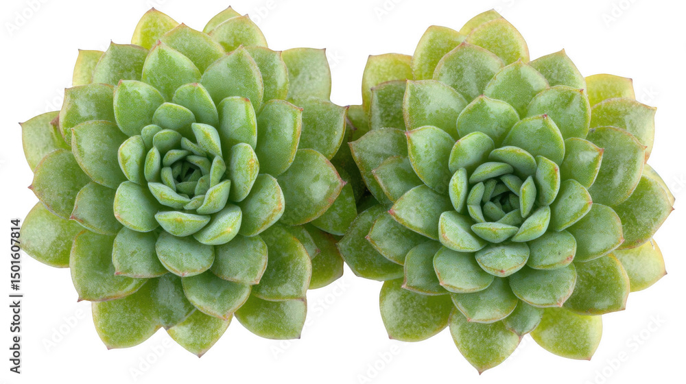 Obraz premium Two Succulent Plants with Green Leaves on PNG Transparent Background