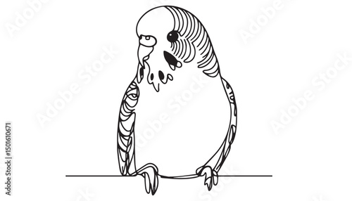 Continuous one single minimal line drawing Budgerigar