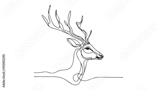 Continuous one single minimal line drawing Greater kudu