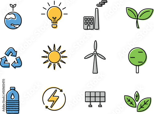 green yellow blue grey environment icon pack earth