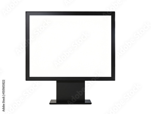 A large blank white square screen with a black frame, mounted 