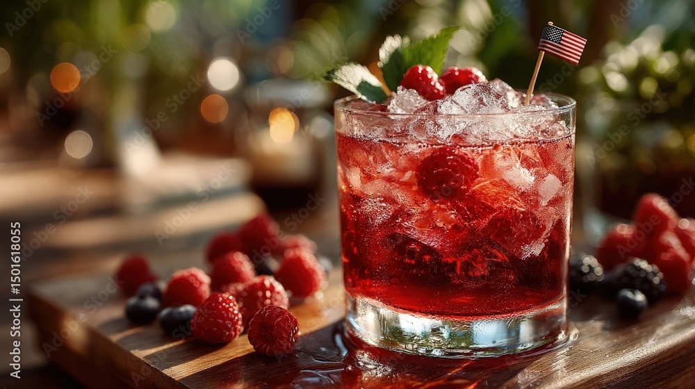 Raspberry cocktail drink outdoor Raspberry cocktail drink outdoor