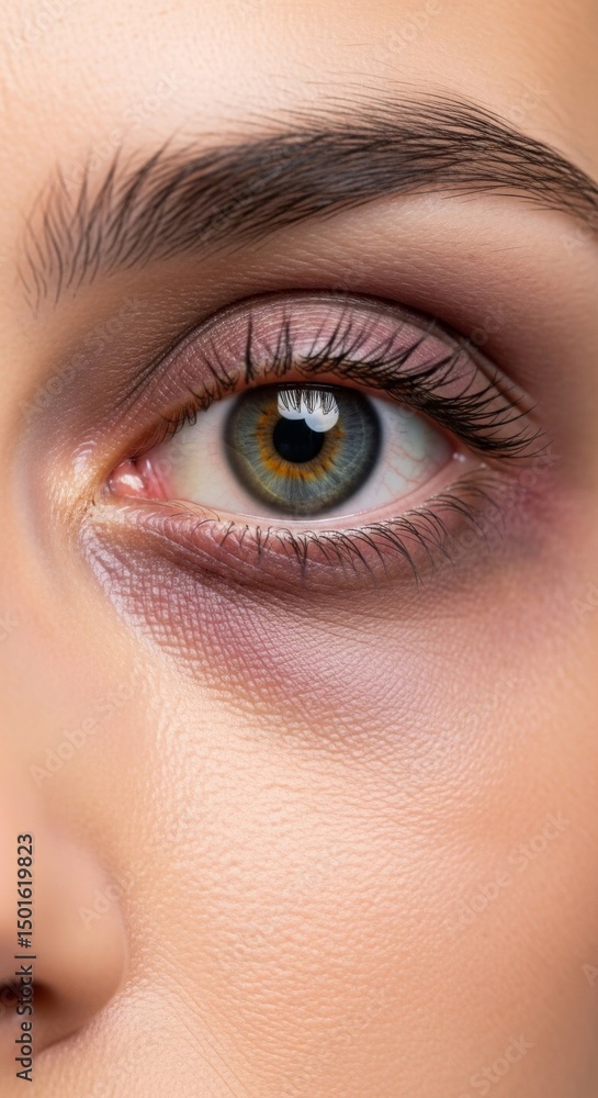 Naklejka premium Close up image of a black eye, domestic violence, injured and bruised