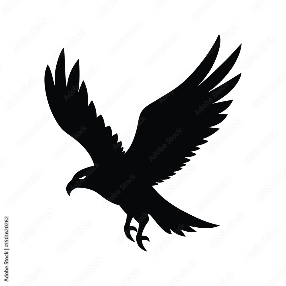 Obraz premium Diving Eagle Sharp Precise Silhouette Vector