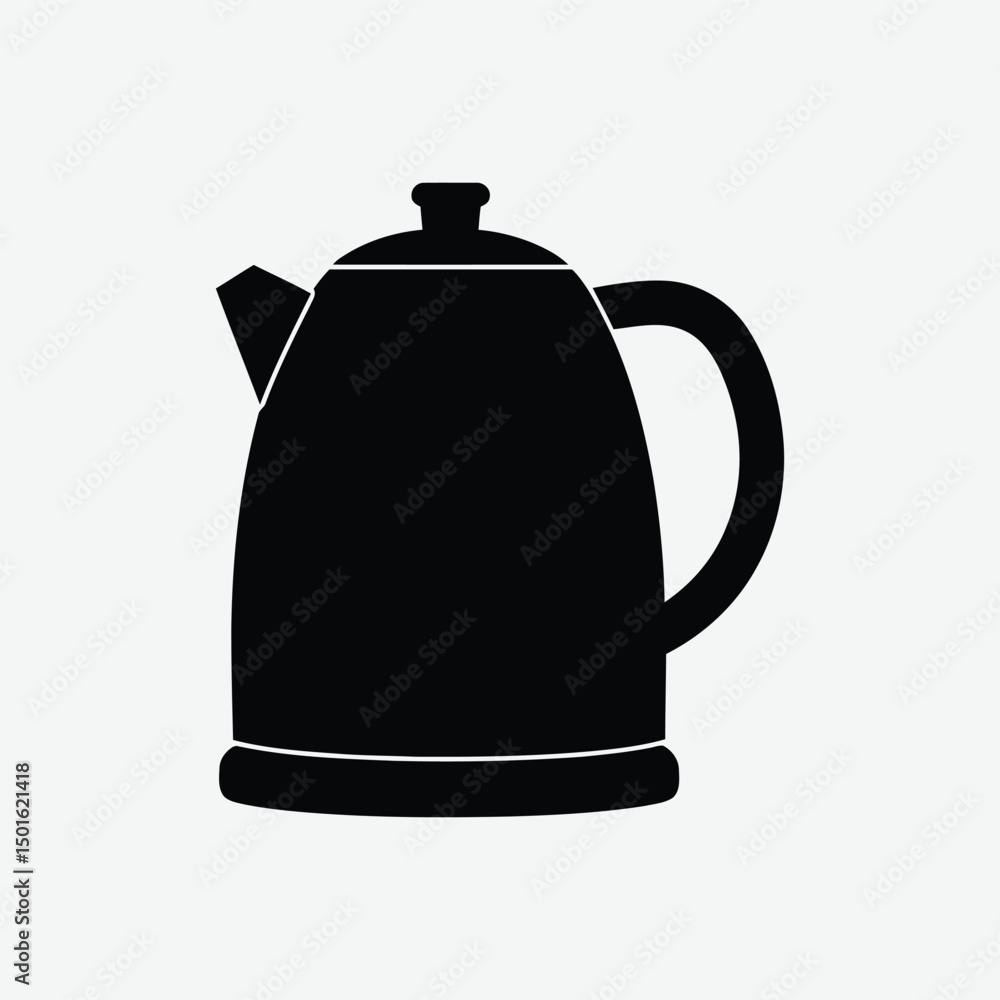 Fototapeta premium Minimalist Cookware Silhouette Vector – 2D Flat Black Kitchenware Design on White Background
