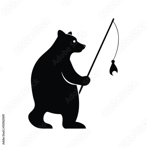 Fishing Bear Skillful Patient Silhouette Vector