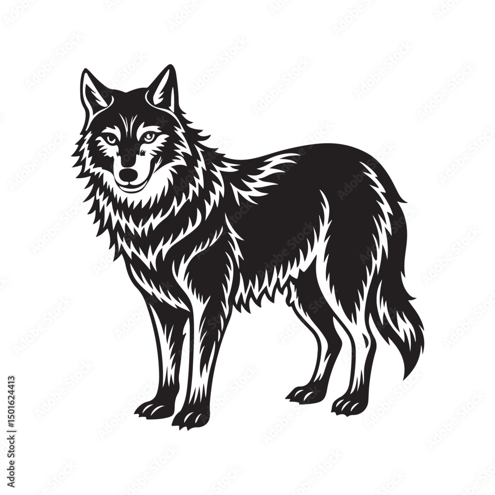 Fototapeta premium gray wolf silhouette vector art