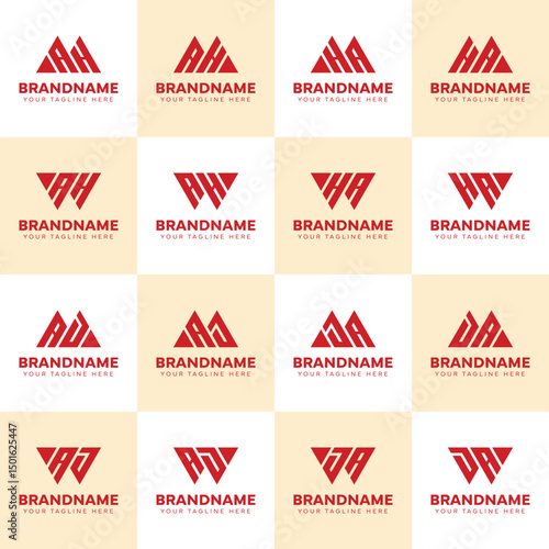 Letters MAH WAH MAJ  MAD WAJ WAD AH AJ AD Logo Set, suitable for any business