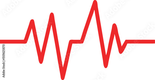 Red heartbeat graphic illustration representing pulse line medical health cardiogram measurement life health care and emergency diagnostics