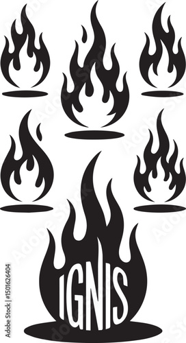 set of fire icons.set of fire flames.