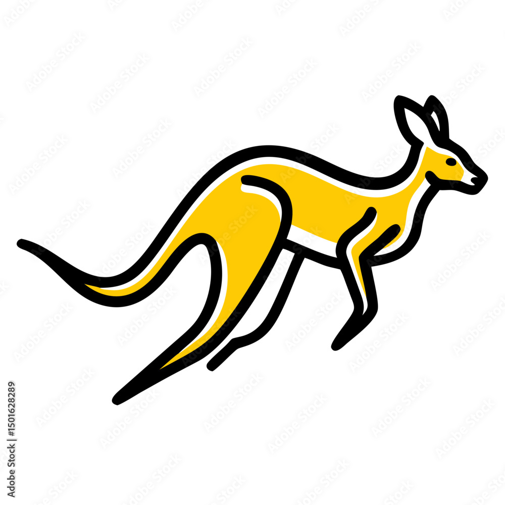 Obraz premium Dynamic Kangaroo Line Art Vector for Wildlife and Travel Branding.