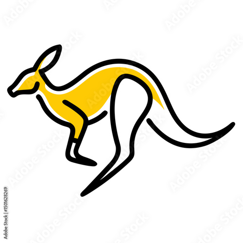 Dynamic Kangaroo Line Art Vector for Wildlife and Travel Branding.