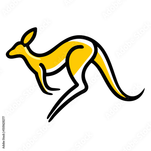 Dynamic Kangaroo Line Art Vector for Wildlife and Travel Branding.