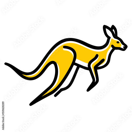 Dynamic Kangaroo Line Art Vector for Wildlife and Travel Branding.