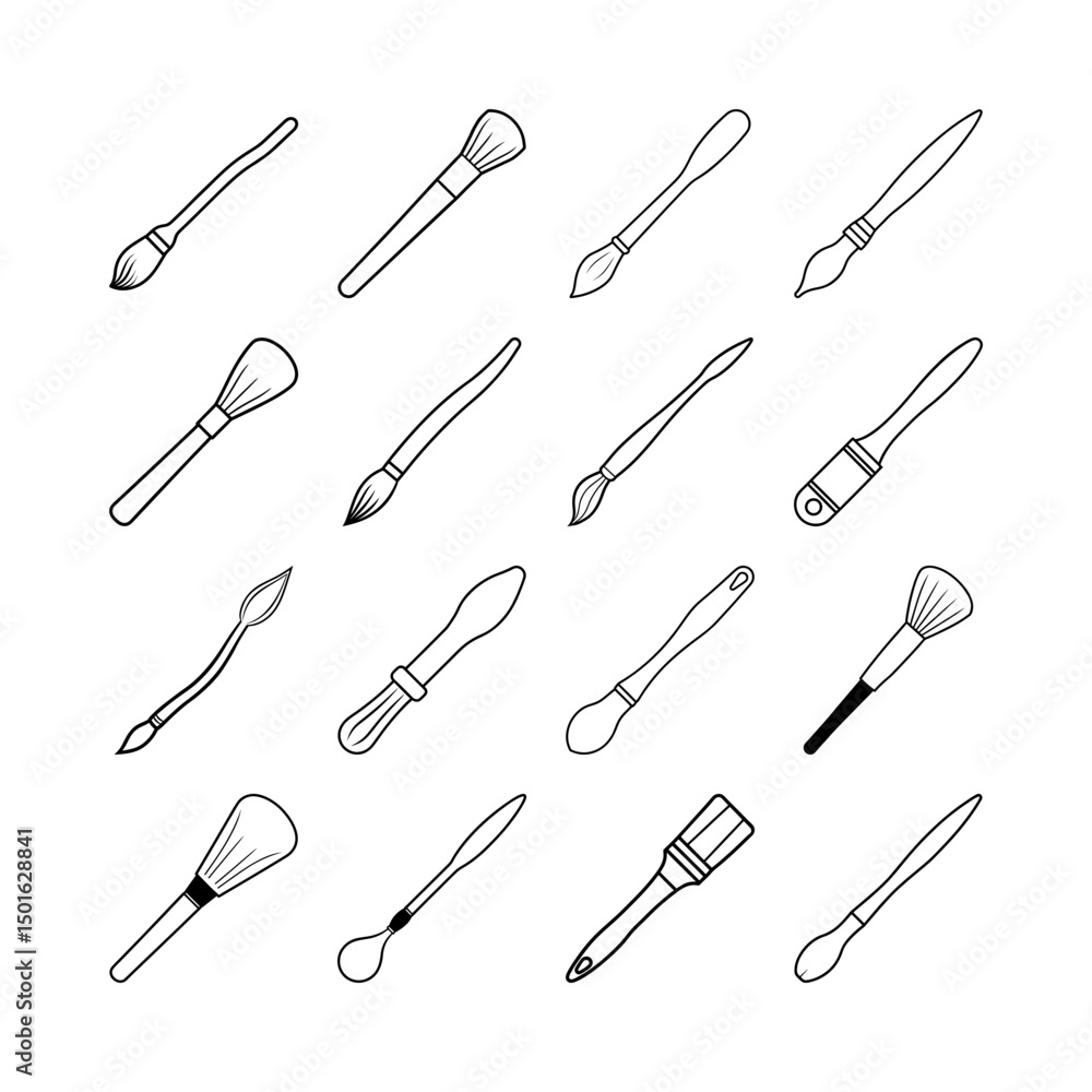 Paint Brush Line Art Clipart Vector in Transparent PNG for Creative Projects Paint Brush Line Art Clipart Vector in Transparent PNG for Creative Projects