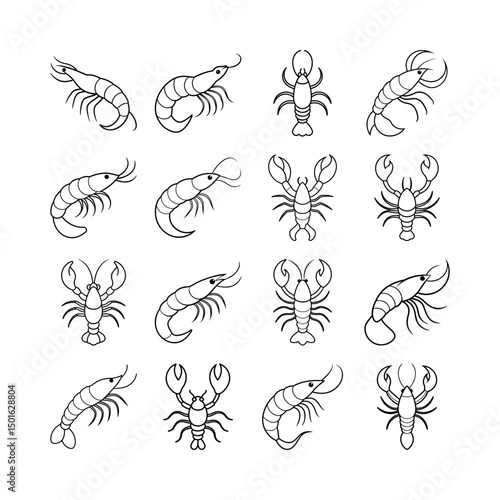 Simple Shrimp Line Art Vector Illustration for Menu and Culinary Use